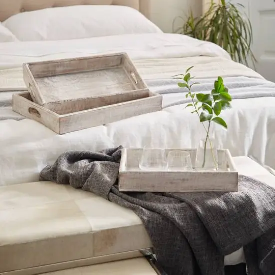 White Mango Wood Farmhouse Tray Set {7}