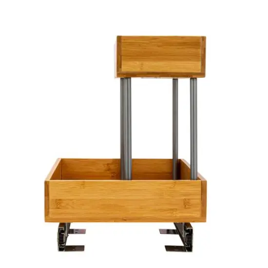 Household Essentials Glidez Steel & Bamboo Slide-Out 2-Tier Storage Organizer {10}