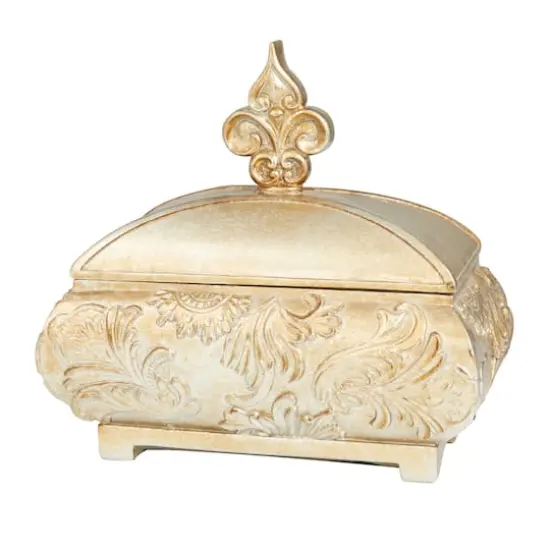 11" Gold Rectangular Traditional Decorative Jar {1}