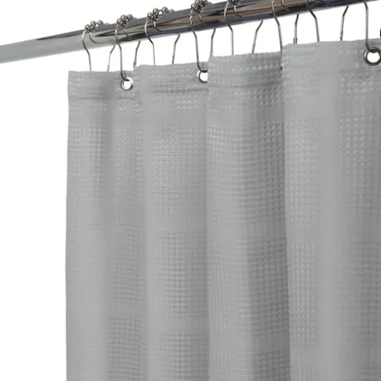 Elle D&eacute;cor Gray Jacquard Solid Weave Shower Curtain {1}