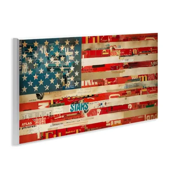 Stupell Industries Patriotic Collaged Flag Wall Plaque Art {4}