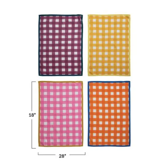 Hello Honey&reg; Bright Colors Check Pattern Cotton Tea Towel Set {1}