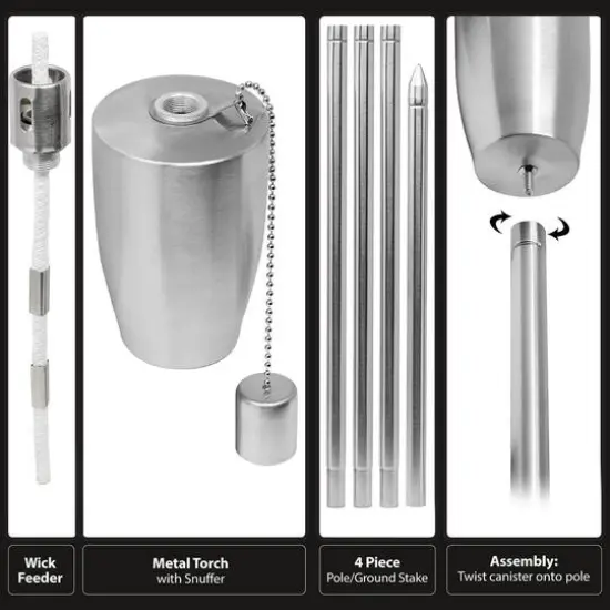 Sorbus 60" Cylindrical Matney Stainless Steel Outdoor Torches , 2ct. {6}