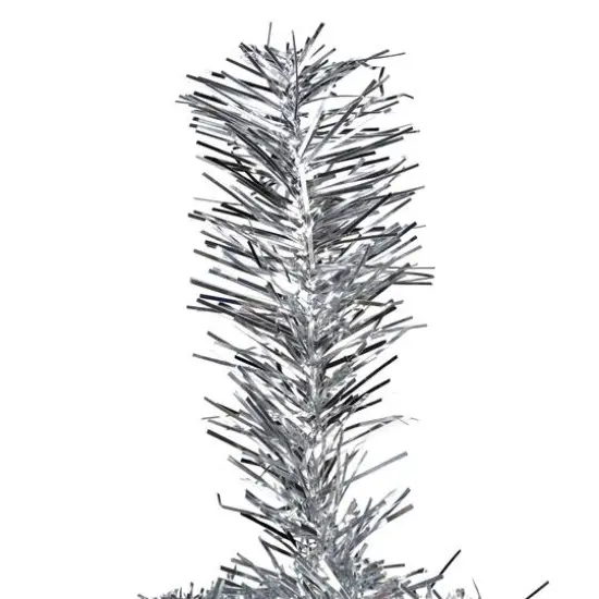 7ft. Unlit Silver Tinsel Artificial Christmas Tree {5}