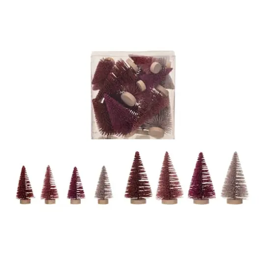 Hello Honey® Burgundy & Pink Sisal Bottle Brush Tree with Wood Base Set {1}