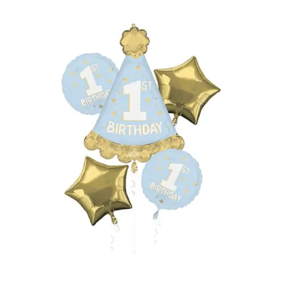 Little Mister One-derful Satin Foil Balloon Bouquet {1}