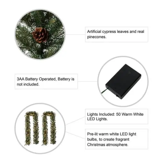 Glitzhome&reg; 9ft. LED Greenery Pinecone Christmas Garlands, 2ct. {9}