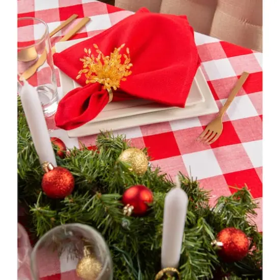 DII&reg; 84" Buffalo Check Tablecloth Red and White {6}