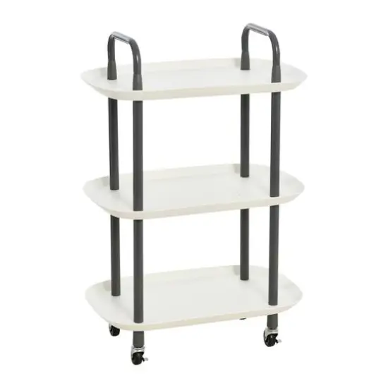 Hello Honey® Main + Mesa™ 3-Tier Modern Plastic and Metal Trolley White and Dark Gray {1}