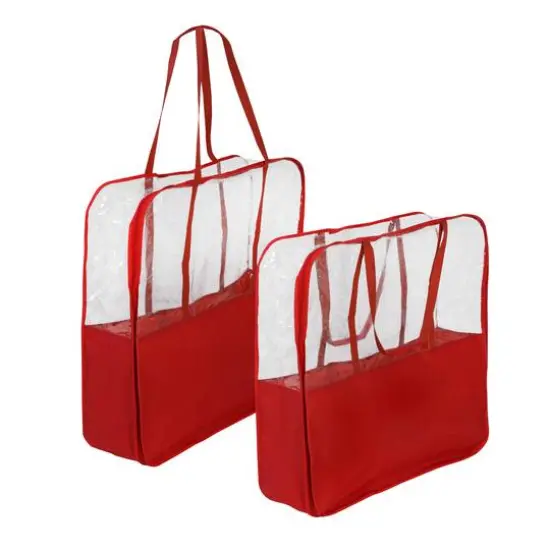 Honey Can Do 30" Red Clear-View Christmas Storage Bags with Handles, 2ct. {11}