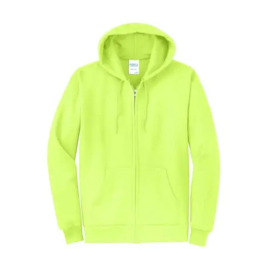 Port & Company® Core Fleece Full-Zip Hooded Sweatshirt Neon Yellow {1}