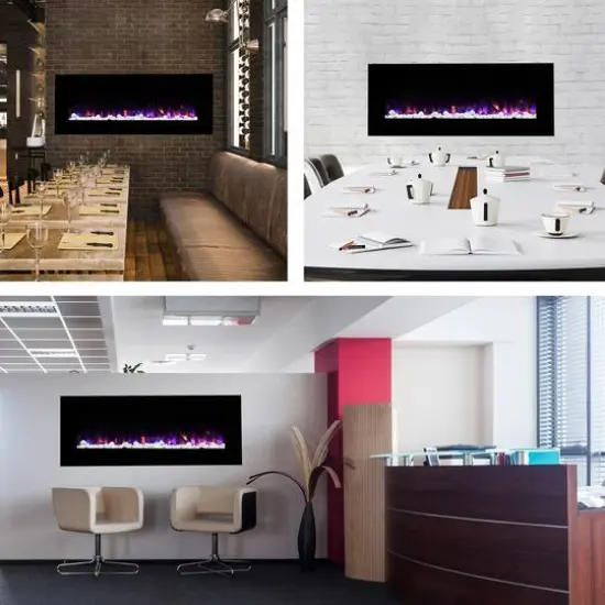 Hastings Home 54" Black LED Electric Wall Fireplace {7}