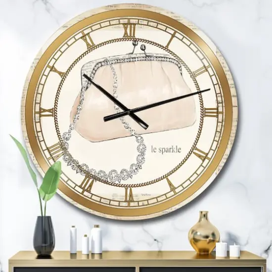 Designart Glamorous Sparkle Purse I Glam Wall Clock Multi {3}