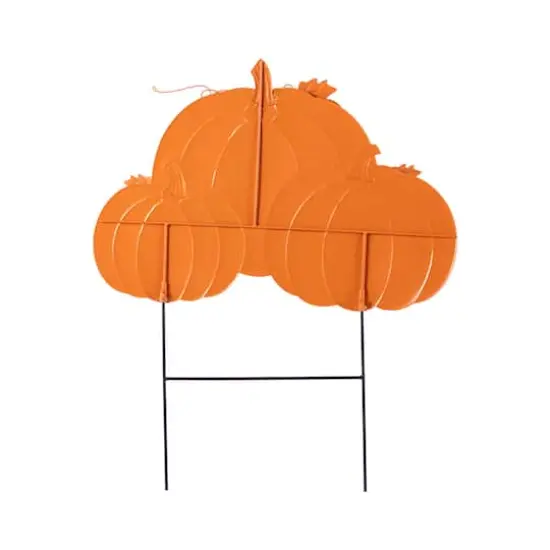 Glitzhome&reg; 23.75" Fall Metal Stacked Pumpkin Yard Stake {8}