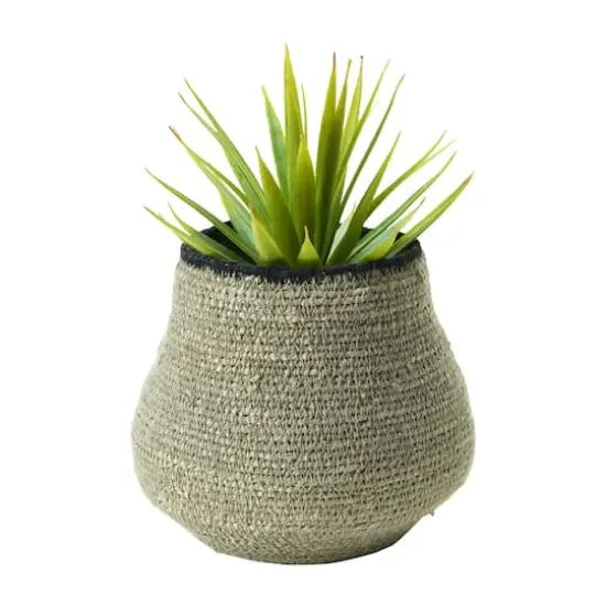 Hello Honey&reg; 7" Gray & Black Hand-Woven Seagrass Basket {3}