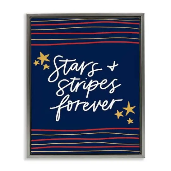 Stupell Industries Stars Stripes Forever Americana Independence Day Floater Framed Art Gray {1}