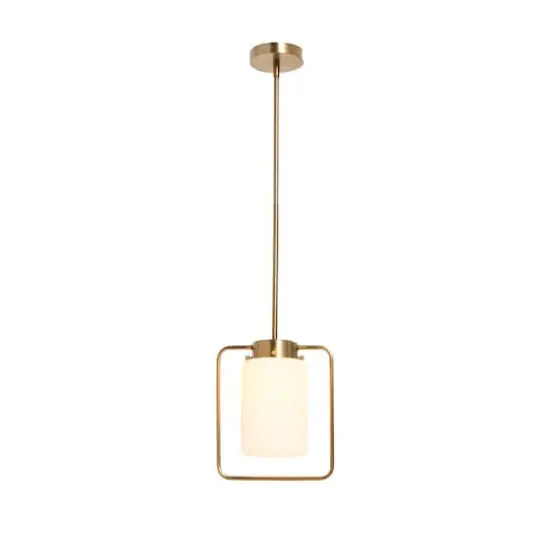 Hello Honey&reg; Robert Stevenson Lighting Ezra Metal & Frosted Glass Convertible Ceiling Light Brushed Brass {10}