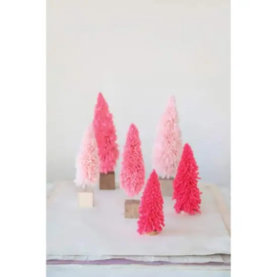 Hello Honey&reg; 11.75" Fabric Yarn Tree with Wood Block Base Hot Pink {3}
