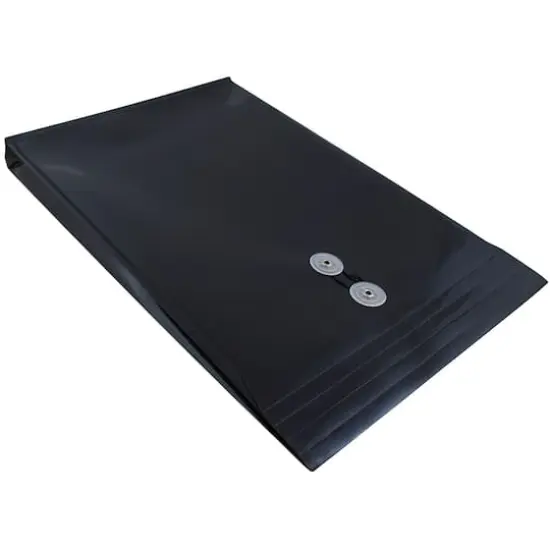 JAM Paper Legal Size Plastic Envelopes with Button & String Tie Closure, 12ct. Black {6}