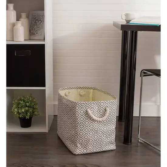 DII&reg; Large Rectangle Diamond Basketweave Paper Bin Gray/White {4}