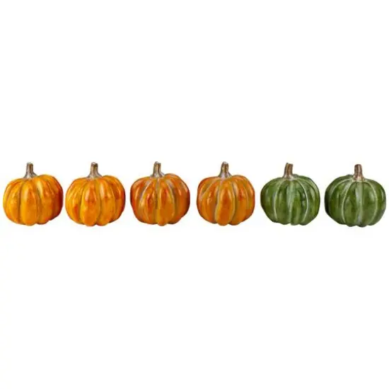 3" Orange & Green Boxed Pumpkin D&eacute;cor Set {3}