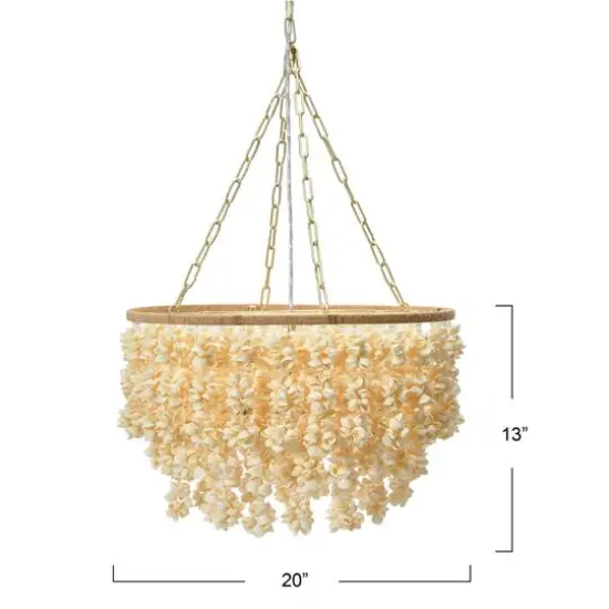Hello Honey&reg; 20" Round Metal and Shell Chandelier Style Ceiling Light {4}