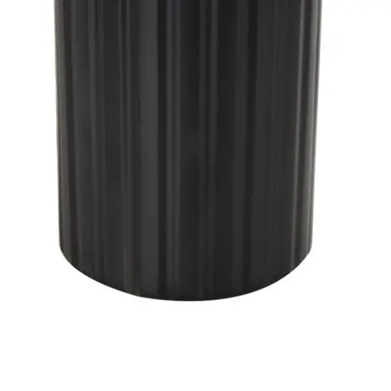 Black Metal Color Block Decorative Vase with Rounded Linear Grooves & Brown Wood Tops, 2ct. {6}