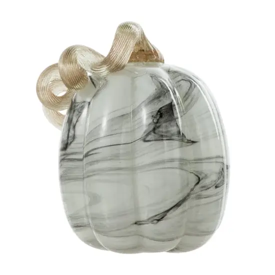 Glitzhome&reg; Marble Tall Marble Glass Pumpkin, Gray {14}
