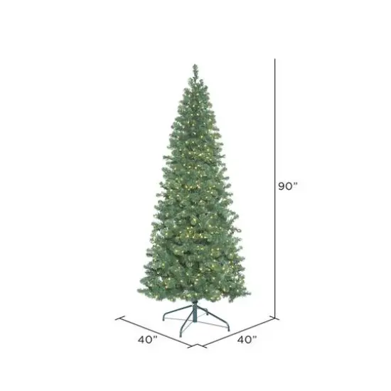 7.5ft. Pre-Lit Slim Oregon Fir Artificial Christmas Tree, Warm White LED Lights {5}