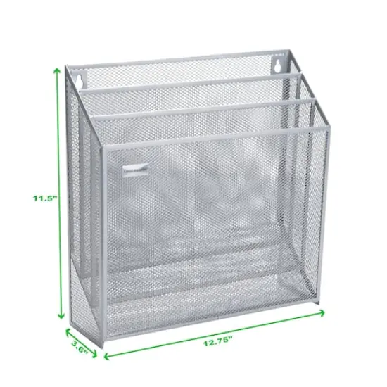 Mind Reader 3-Tier Vertical Mesh Wall File Holder Silver {4}