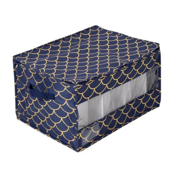 Honey Can Do Golden Scallop Print Stemware Storage Box Set {4}