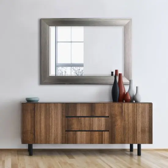 Head West&reg; Metallic Gray Framed Beveled Glass Raised Lip Vanity Wall Mirror  {3}