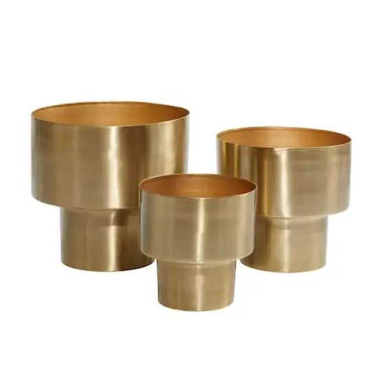 Gold Metal Unique Glam Planter Set {3}