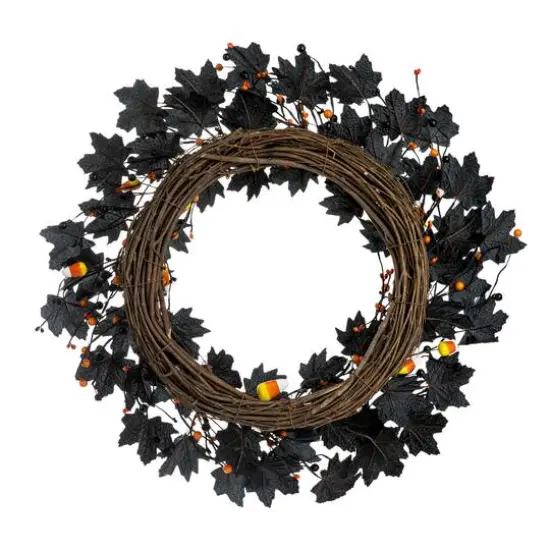 Glitzhome&reg; 24" Halloween Candy Corn Berries Wreath {8}