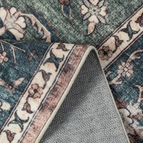 Glitzhome&reg; 5ft. x 8ft. Green & Tan Oriental Area Rug {5}