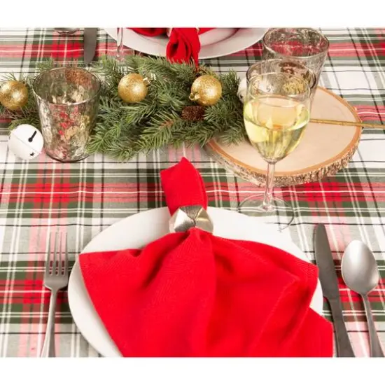 DII&reg; 70" Round Christmas Plaid Tablecloth {5}