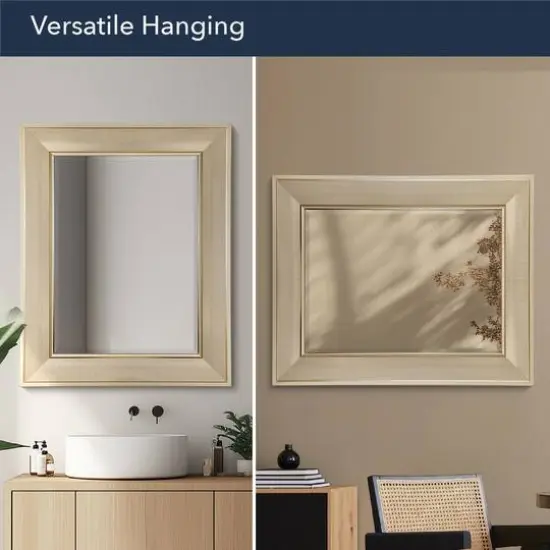 Head West 31" Brushed Nickel Pave Textured Framed Wall Vanity Mirror {6}