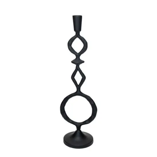 Hello Honey&reg; Black Decorative Cast Metal Taper Candle Holder {3}