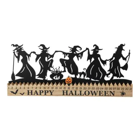 Glitzhome&reg; 18" Halloween Dancing Witch Silhouette Countdown Table Sign {7}
