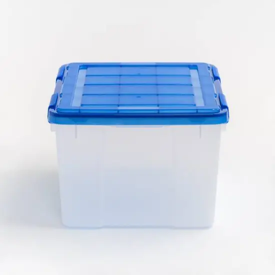 IRIS® WeatherPro™ 44qt. Clear Heavy Duty Plastic Storage Bin with Blue Lid {3}