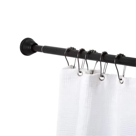 Bath Bliss Matte Black Decorative Tension Shower Rod {3}