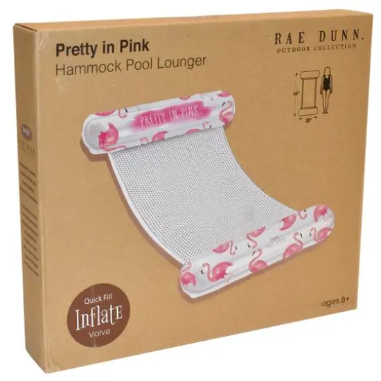 Rae Dunn 4.5ft. Pretty in Pink Flamingo Pattern Hammock Pool Lounger {7}