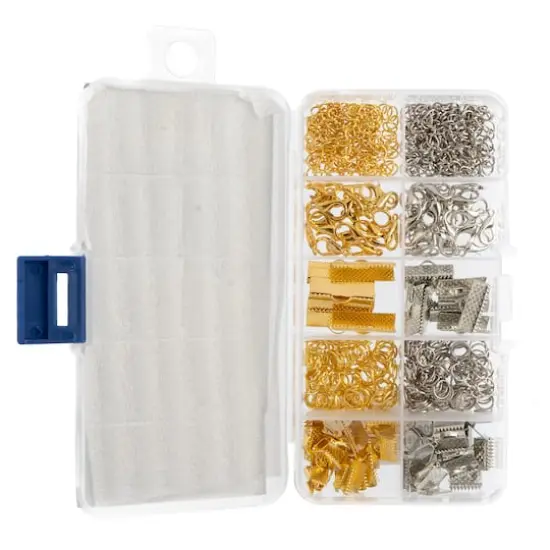 John Bead 10 Slots Rectangle Gold & Silver Jewelry Making Assortment Box Kit, 320ct.  {3}