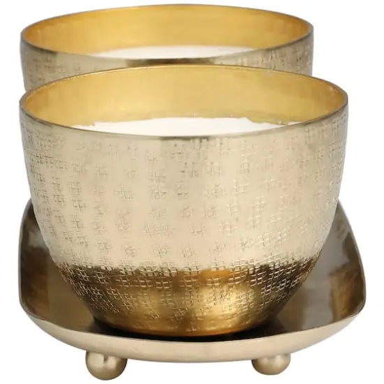 10oz. Roses in Paradise Scented Candles in Gold Bowls with Tray {4}