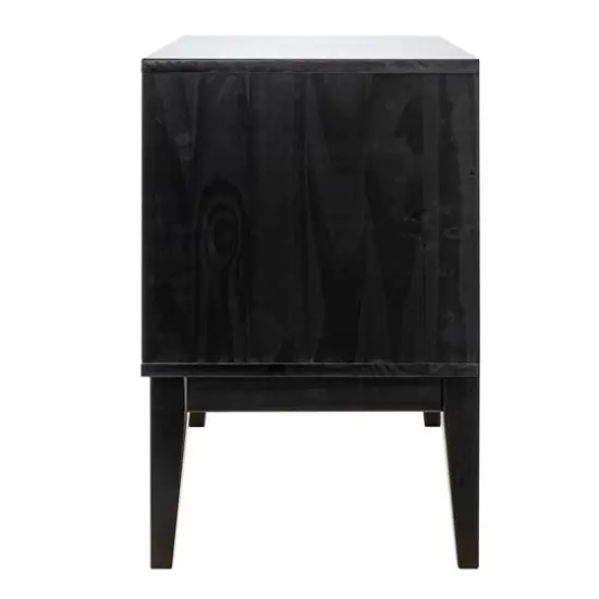 Hello Honey® Crawford 24" Nightstand with Storage Drawers and Natural Woven Cane Detail Black Satin and Natural {6}