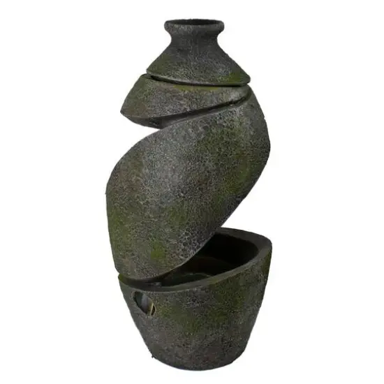 2.5ft. Green & Gray Mossy Outdoor Garden Water Fountain {6}