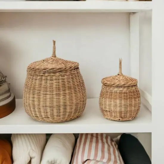Hello Honey&reg; Hand-Woven Wicker Baskets with Lids Set {5}