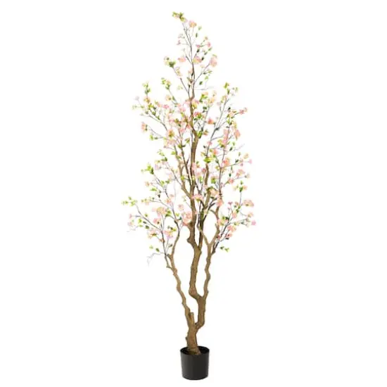 7.5ft. Potted Red Cherry Blossom Artificial Tree {1}