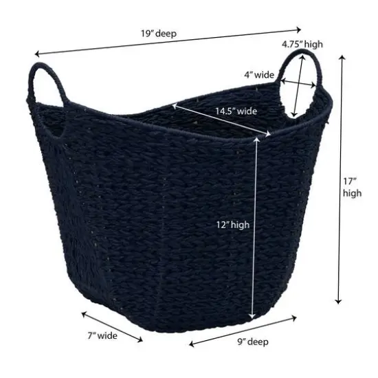 Household Essentials 17.5" Woven Paper Rope Basket with Handles Blue {4}