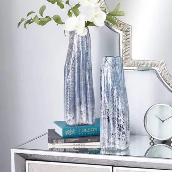 Blue Glass Contemporary Vase Set {9}